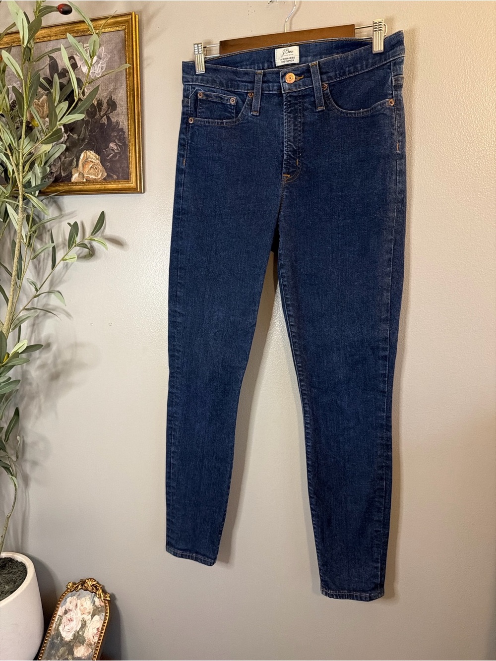 J.Crew 9” High Rise Toothpick Jeans 29 Dark Wash Skinny Stretch Denim - Picture 3 of 7